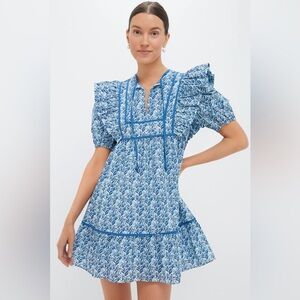 Hyacinth House - Blue Floral Ruffle Dress - XS